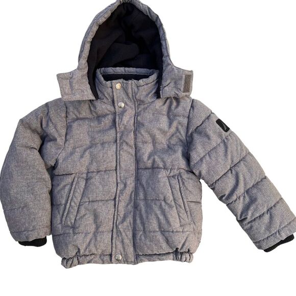 Nautica Gray Hooded Puffer Winter Coat Size 4 Warm Snow Ski - Picture 1 of 14